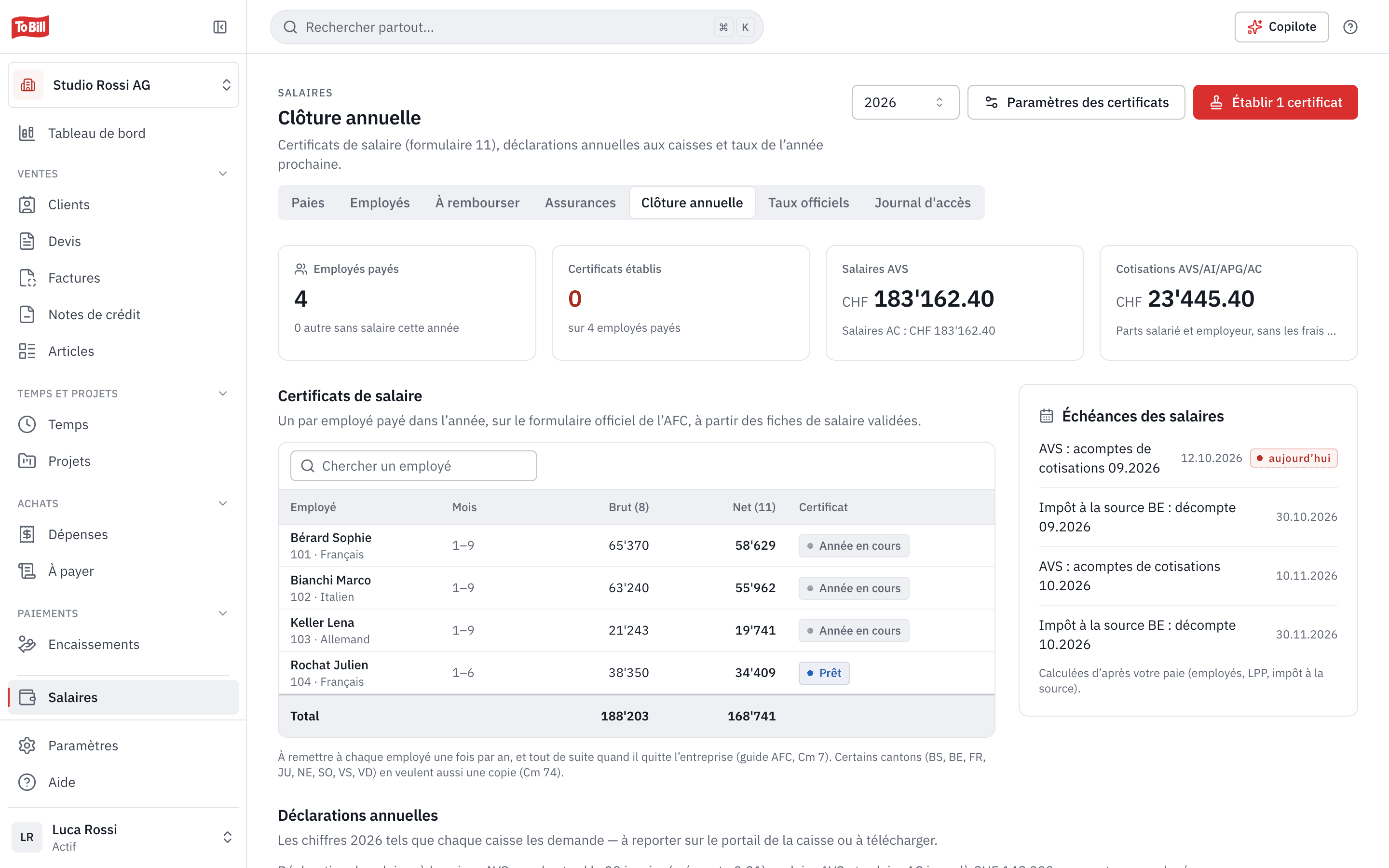 La clôture annuelle des salaires : certificats de salaire, échéances et déclarations annuelles