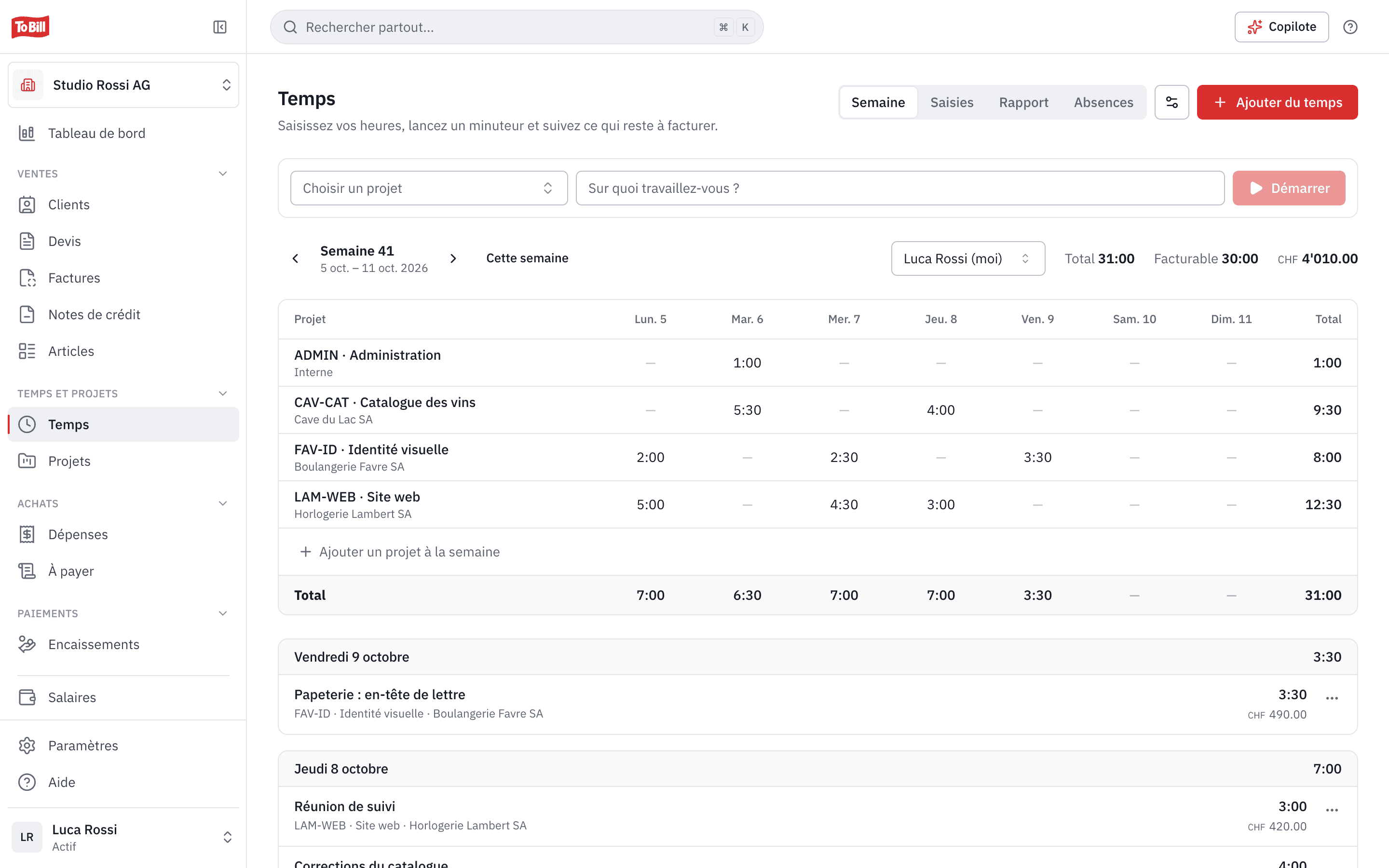 Temps et projets