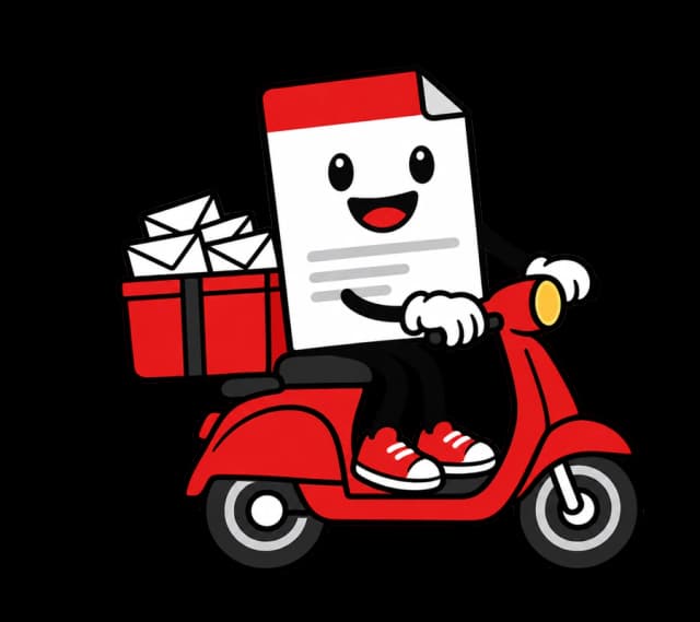 La mascotte To Bill livre des enveloppes en scooter